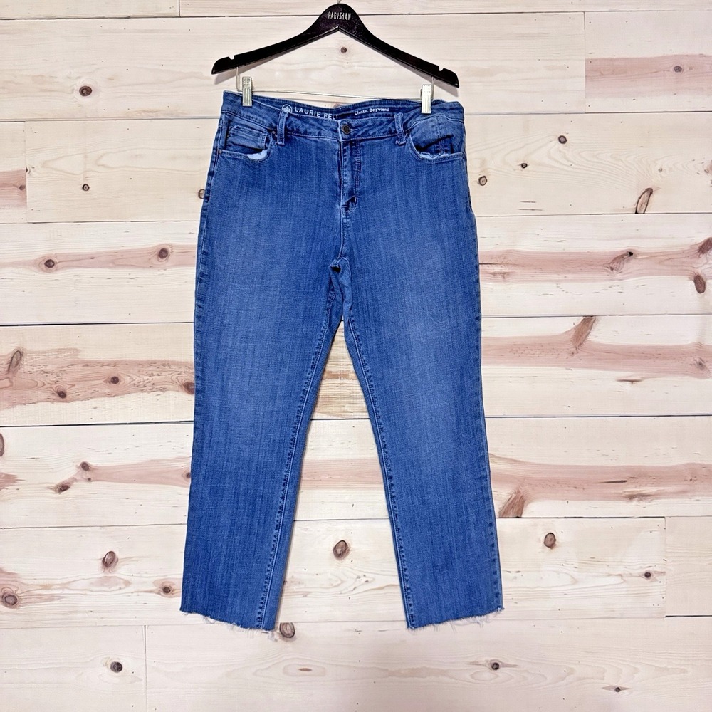 Laurie‎ Felt Womens Size 14 Classic Crop Jeans Medium Wash Raw Hem Denim